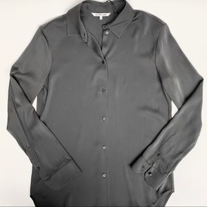 Helmut Lang Silk Crepe Gray Button Down, NWT, M